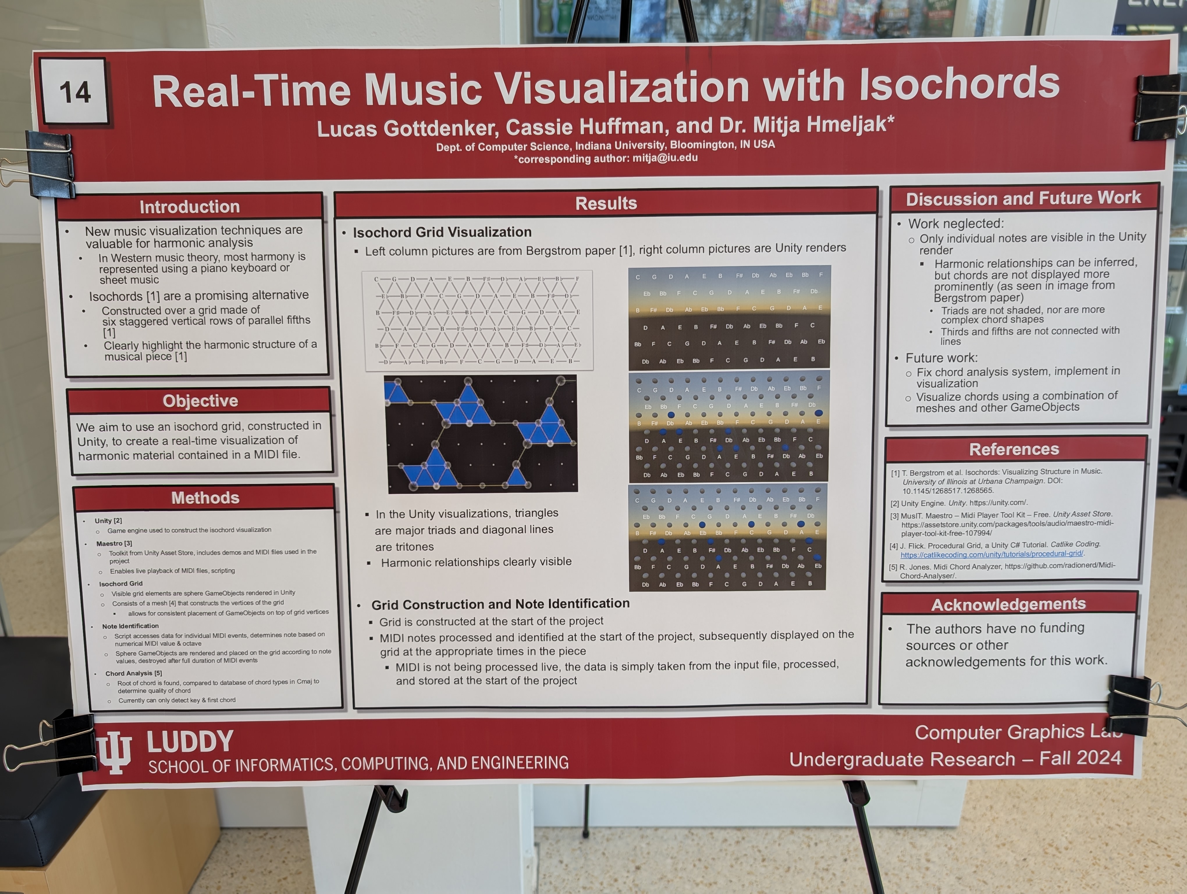 The poster board presentation for the Luddy Undergraduate Research Fair